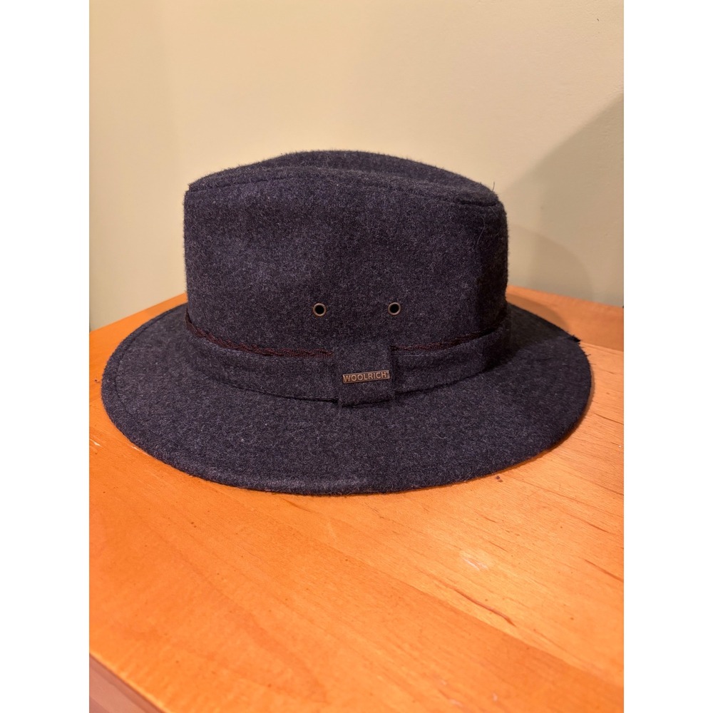 Woolrich Mens Charcoal Gray Wool Blend Fedora Hat Large Outdoor EUC